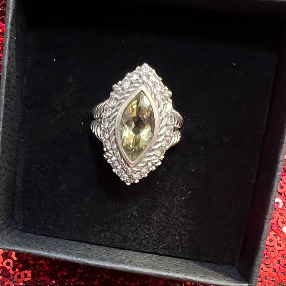 Judith Ripka GORGEOUS Olive Quartz & Sterling Silver Cubic Zirconia ring-SZ 6 - Picture 10 of 15